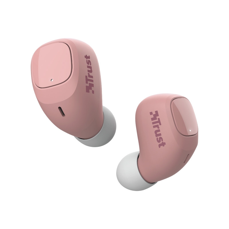 Trust Nika Compact Auriculares Bluetooth 5.0 - Controles Tactiles - Autonomia hasta 8h - Alcance 10m - Estuche de Carga - Color Rosa