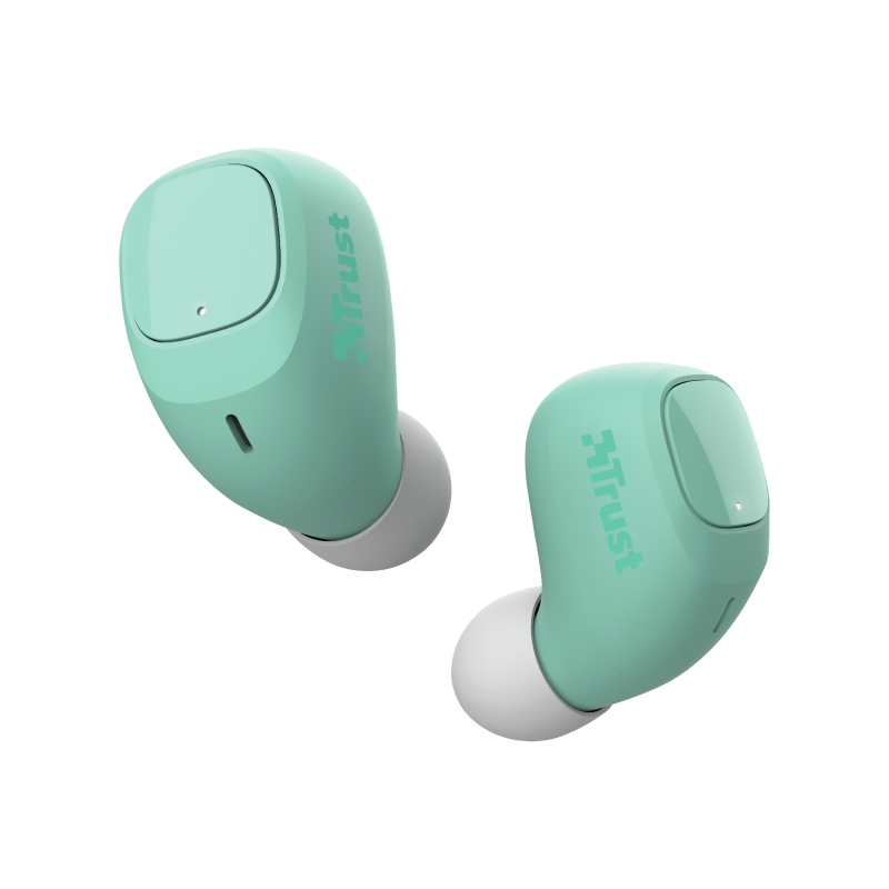 Trust Nika Compact Auriculares Bluetooth 5.0 - Controles Tactiles - Autonomia hasta 8h - Alcance 10m - Estuche de Carga - Color Turquesa