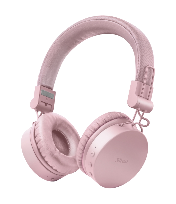 Trust Tones Auriculares Inalambricos Bluetooth - Autonomia de 25h - Diadema Ajustable - Diseño Plegable - Asistente de Voz - Manos Libres - Color Rosa