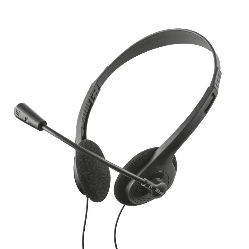 Trust HS-100 Auriculares con Microfono Flexible - Control de Volumen - Diadema Ajustable - Jack 3.5mm - Cable de 1.80m - Color Negro