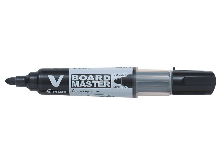 Pilot V-Board Master Begreen Rotulador para Pizarra Blanca - Punta Redonda 6mm - Trazo 2.3mm - 91% Plastico Reciclado - Recargable - Color Negro