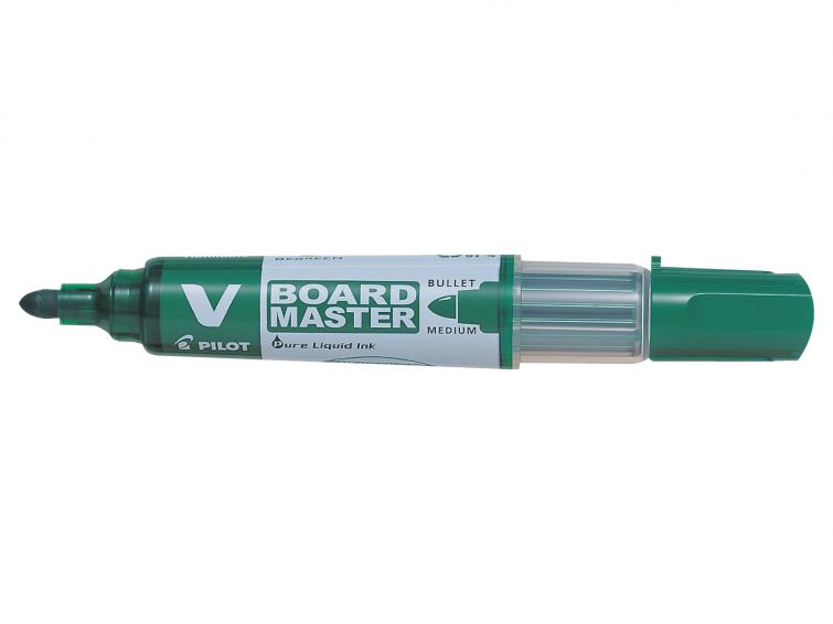 Pilot V-Board Master Begreen Rotulador para Pizarra Blanca - Punta Redonda 6mm - Trazo 2.3mm - 91% Plastico Reciclado - Recargable - Color Verde