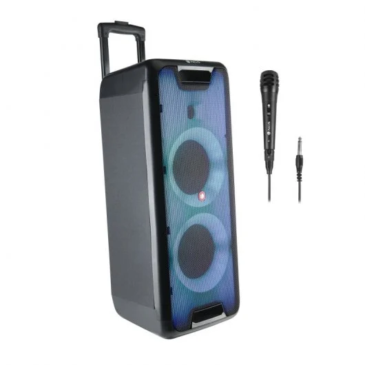 NGS Wild Rave 1 Altavoz Portatil 200W TWS Bluetooth - Doble Subwoofer 5\" - Autonomia hasta 10h - USB y Aux In - Iluminacion LED - Incluye MIcrofono y Mando a Distancia