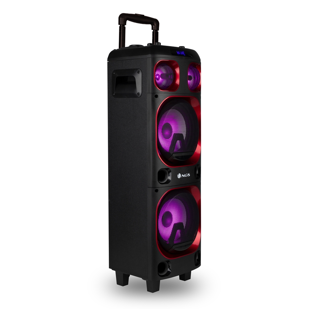 NGS Wild Ska 1 Altavoz Inalambrico Bluetooth 300W - Doble Subwoofer 8\" - TWS - USB, MicroSD y Aux In - Luces LED - Autonomia hasta 3h - Color Negro