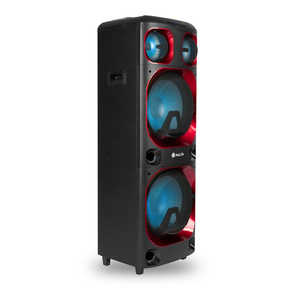 NGS Wild Ska 2 Altavoz Inalambrico Bluetooth 800W - Doble Subwoofer 12\" - TWS - USB, MicroSD y Aux In - Luces LED - Color Negro