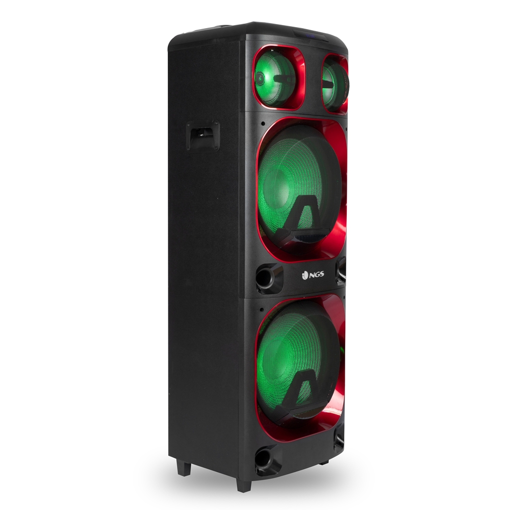 NGS Wild Ska 3 Altavoz Inalambrico Bluetooth 1200W - Doble Subwoofer 15\" - TWS - USB, MicroSD y Aux In - Luces LED - Color Negro