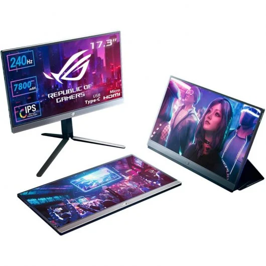 Asus ROG Strix Monitor Gaming Portatil 17.3\" LED IPS FullHD 240Hz con Soporte - Respuesta 3ms - Altavoces Incorporados - 16:9 - USB-C, Micro HDMI