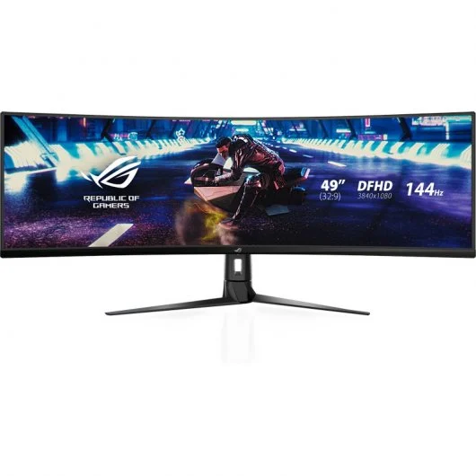 Asus ROG Strix Monitor Gaming Curvo 49\" LED UltraWide Dual FullHD 144Hz FreeSync - Respuesta 4ms - Ajustable en Altura, Giratorio e Inclinable - Angulo de Vision 178º - 32:9 - USB, HDMI, DisplayPort - VESA 100x100mm